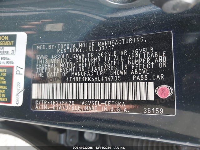Toyota CAMRY SE 2017 4T1BF1FK5HU414705 Image 9
