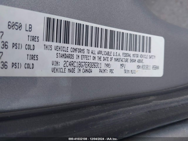 2C4RC1BG7ER326311 Chrysler Town & Country Touring