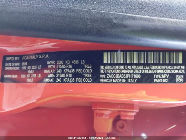 ZACCJBAB5JPH71698 Jeep Renegade Sport 4x4