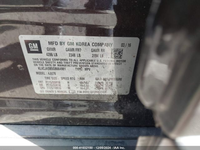 KL4CJASB5GB664981 Buick Encore