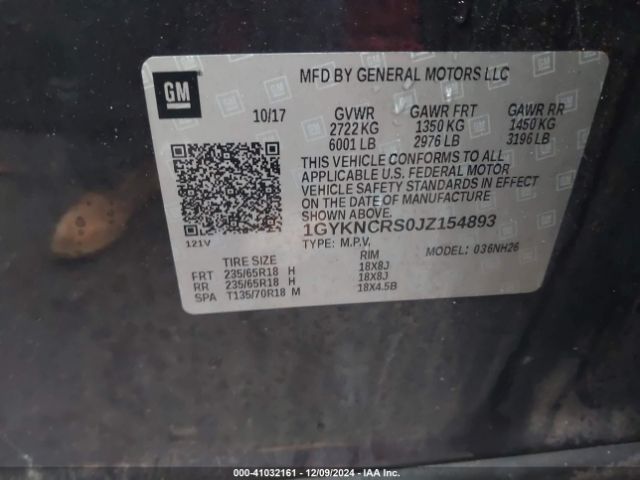 1GYKNCRS0JZ154893 Cadillac XT5 LUXURY