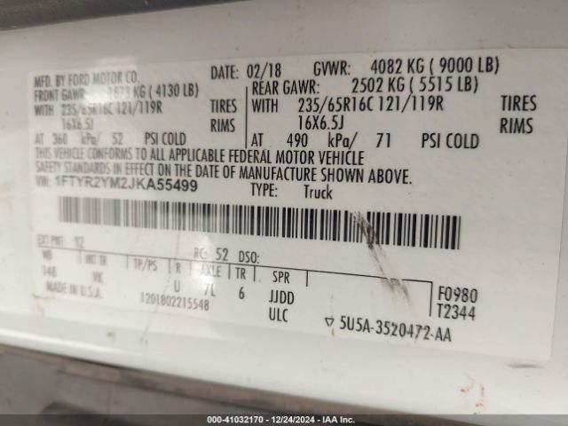 1FTYR2YM2JKA55499 Ford Transit-250