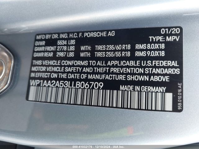 WP1AA2A53LLB06709 Porsche Macan