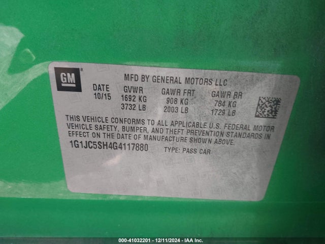 Chevrolet Sonic Lt Auto 2016 1G1JC5SH4G4117880 Image 9