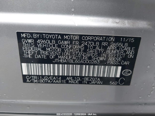 JTHBA1BL6GA000283 Lexus GS 200T