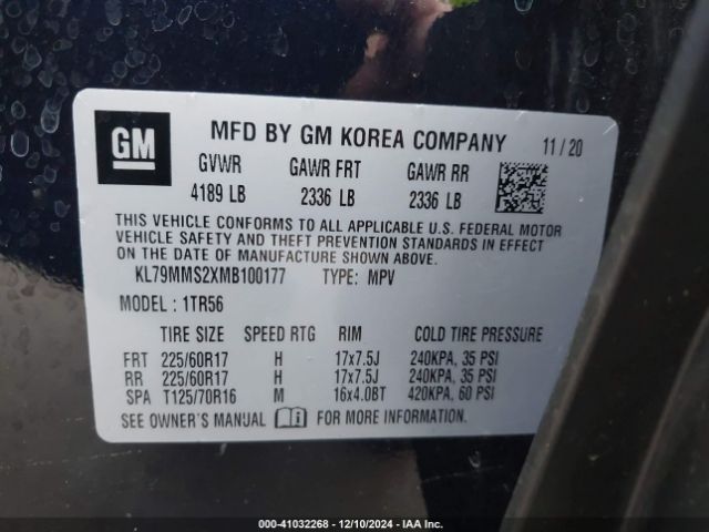 KL79MMS2XMB100177 Chevrolet Trailblazer Fwd Ls