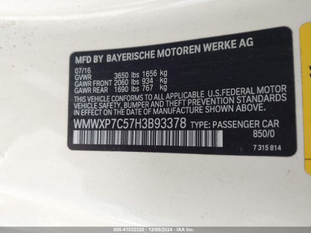 WMWXP7C57H3B93378 Mini COOPER S