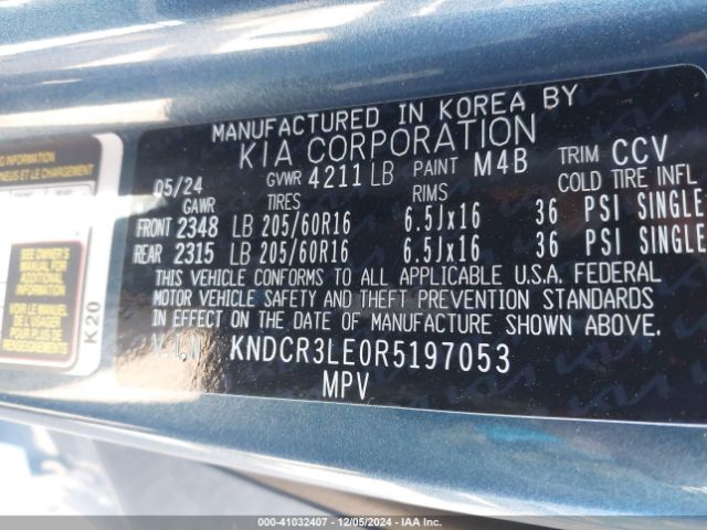 KNDCR3LE0R5197053 KIA NIRO EX