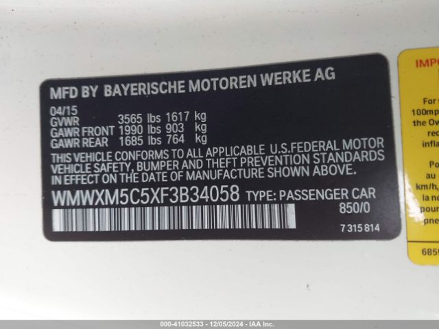 WMWXM5C5XF3B34058 Mini Hardtop Cooper