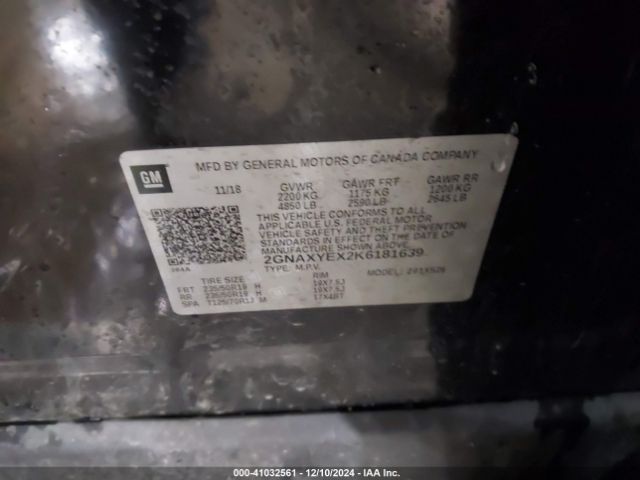 2GNAXYEX2K6181639 Chevrolet Equinox Premier