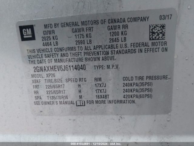 2GNAXHEV6J6114040 Chevrolet EQUINOX LS