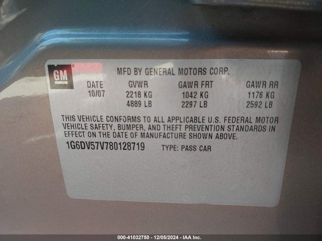 2008 CADILLAC CTS 1G6DV57V780128719 Photo 8