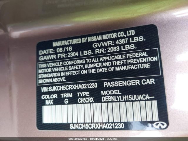 2017 INFINITI QX30 SJKCH5CRXHA021230 Photo 8
