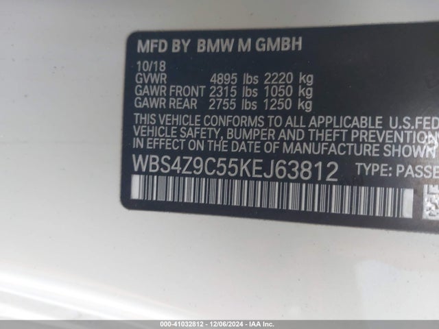 2019 BMW M4 WBS4Z9C55KEJ63812 Photo 8