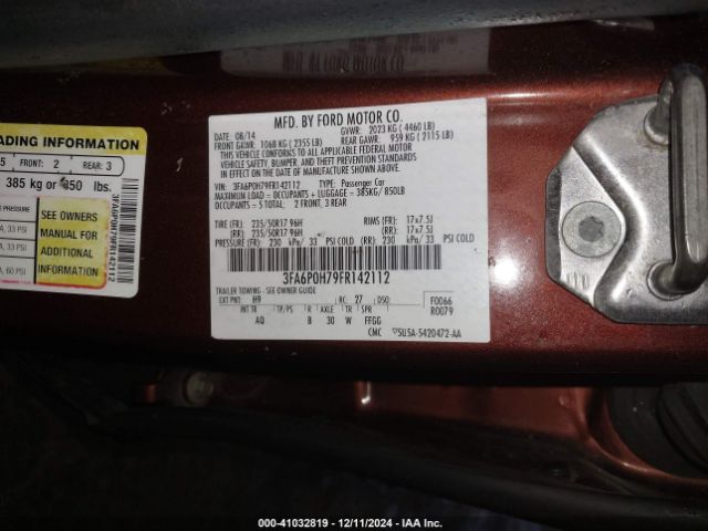 3FA6P0H79FR142112 Ford FUSION SE