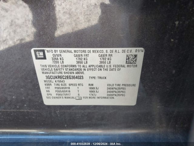 3GCUKREC2EG364023 Chevrolet Silverado 1500 1lt