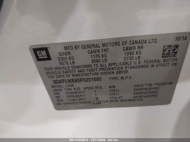2GKFLWEK6F6201680 GMC Terrain Sle-2