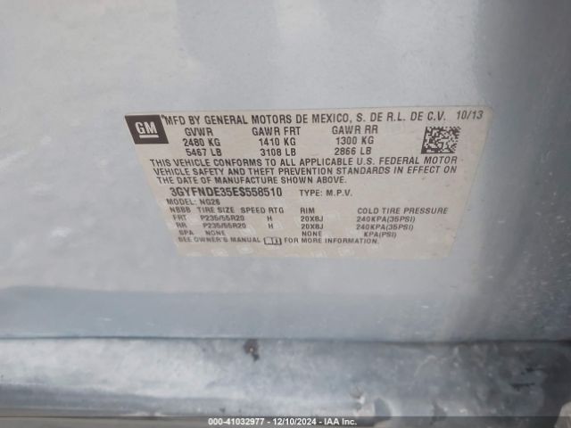 3GYFNDE35ES558510 Cadillac Srx Premium Collection