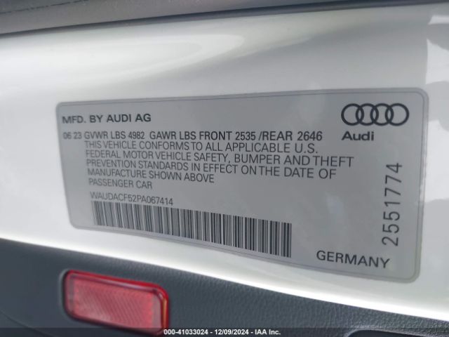 WAUDACF52PA067414 Audi A5 Sportback Premium 45 Tfsi S Line Quattro S Tronic