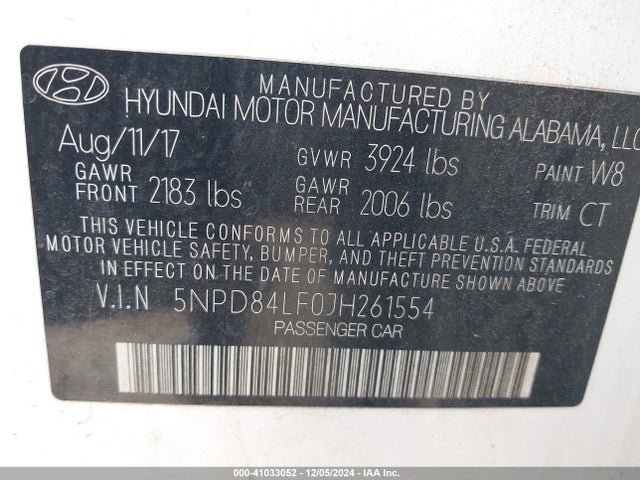 Hyundai Elantra Value Edition 2018 5NPD84LF0JH261554 Image 9