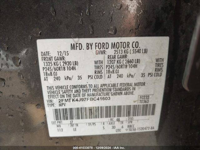 2FMTK4J97FBC41603 Ford EDGE SEL