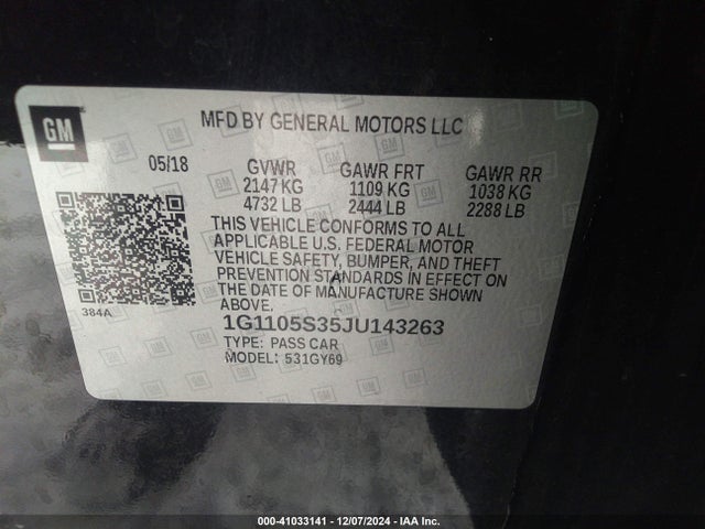 Chevrolet IMPALA 1LT 2018 1G1105S35JU143263 Image 9