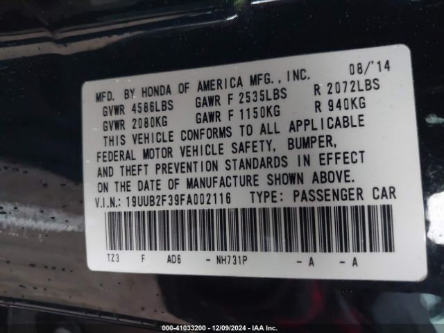 19UUB2F39FA002116 Acura Tlx V6