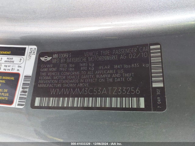 2010 MINI COOPER S CLUBMAN WMWMM3C53ATZ33256 Photo 8