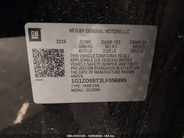 1G1ZD5ST3LF056895 Chevrolet Malibu Fwd Lt