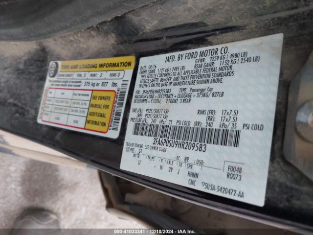 3FA6P0SU9HR209583 Ford Fusion Energi Titanium