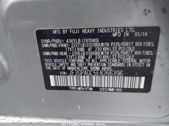 JF2GPAGC5E8266396 Subaru Xv Crosstrek 2.0i Limited