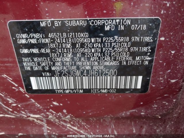 JF2SJGWC4JH612500 Subaru Forester 2.0xt Touring