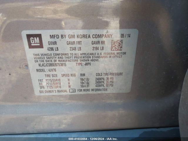 KL4CJCSB5EB753815 Buick Encore Leather