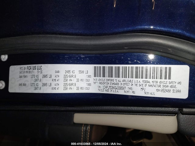 1C4PJMDB4GW338507 Jeep Cherokee Limited