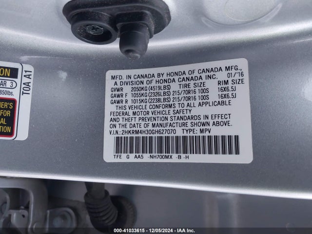 Honda CR-V LX 2016 2HKRM4H30GH627070 Image 9