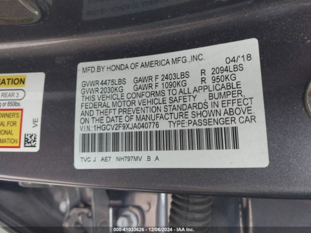 1HGCV2F9XJA040776 Honda Accord Touring 2.0t