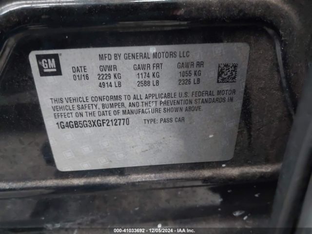 1G4GB5G3XGF212770 Buick Lacrosse Leather