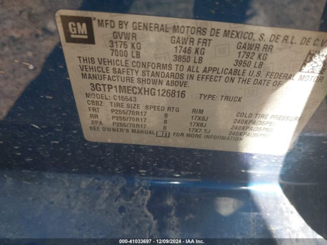 2017 GMC SIERRA 1500 3GTP1MECXHG126816 Photo 8