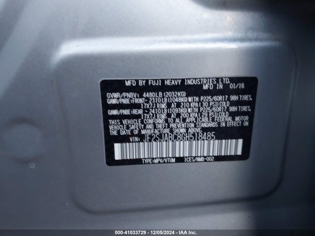 JF2SJABC8GH518485 Subaru Forester 2.5i