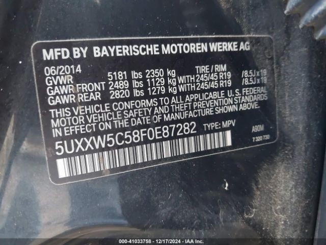 5UXXW5C58F0E87282 BMW X4 Xdrive35i