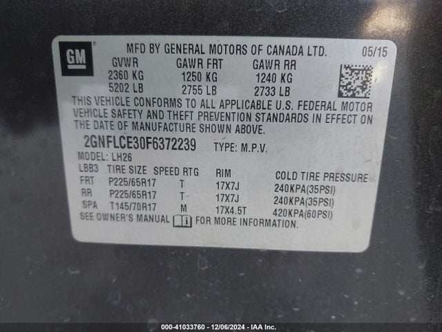 Chevrolet Equinox 2lt 2015 2GNFLCE30F6372239 Image 9