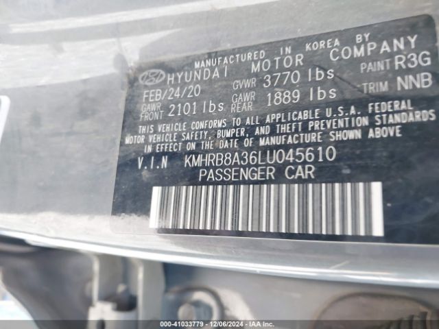 KMHRB8A36LU045610 Hyundai Venue Se