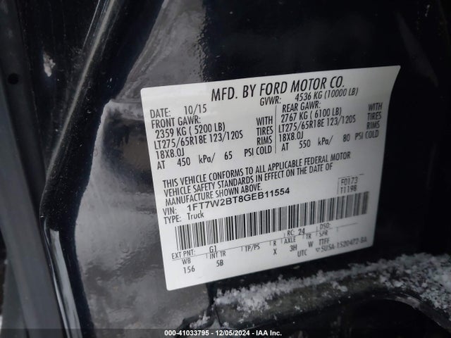 Ford F-250 Lariat 2016 1FT7W2BT8GEB11554 Image 9