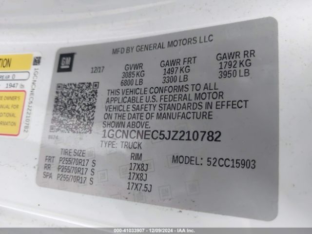 1GCNCNEC5JZ210782 Chevrolet Silverado 1500 Ls