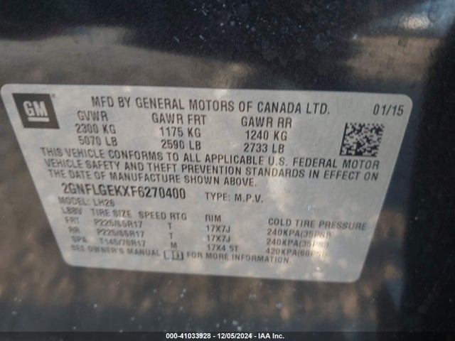 Chevrolet Equinox 2lt 2015 2GNFLGEKXF6270400 Image 9