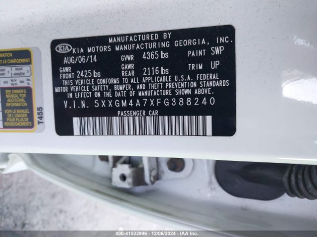 5XXGM4A7XFG388240 KIA Optima Lx