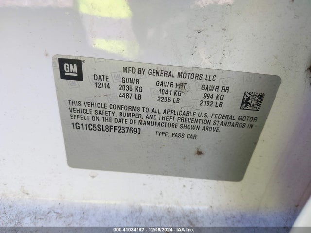 1G11C5SL8FF237690 Chevrolet MALIBU 1LT