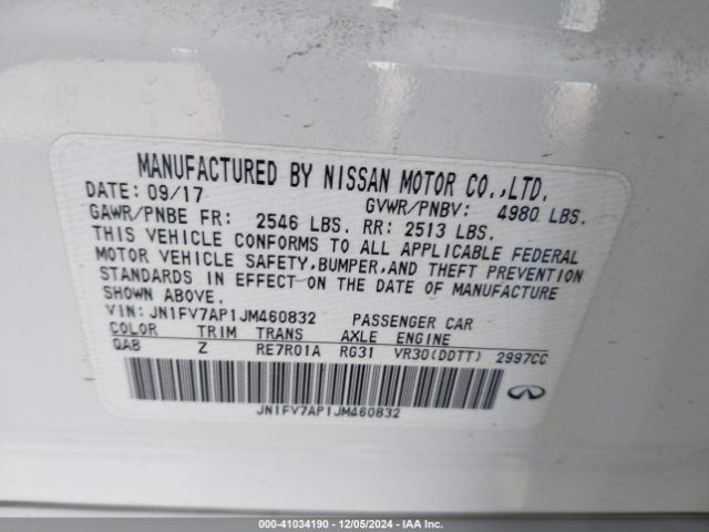 JN1FV7AP1JM460832 Infiniti Q50 3.0t Red Sport 400