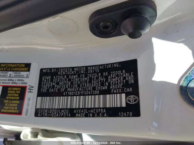 4T1BD1EB1FU047399 Toyota Avalon Hybrid Limited