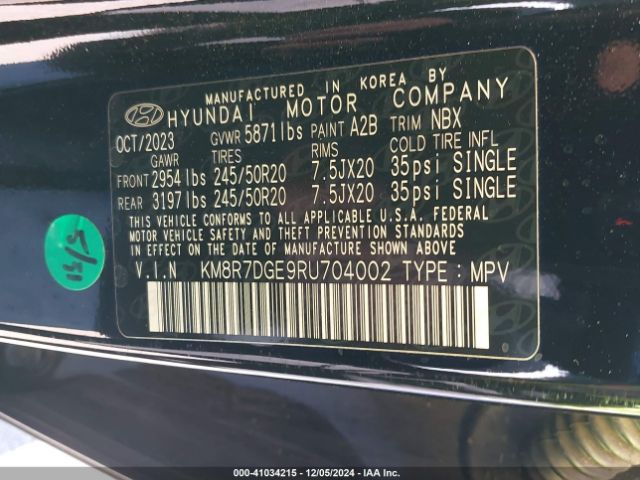 KM8R7DGE9RU704002 Hyundai Palisade Calligraphy